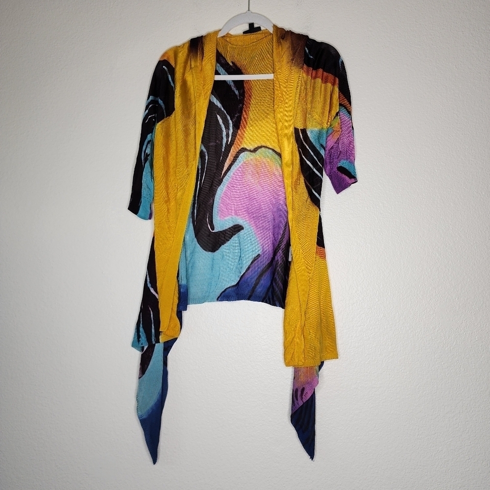 Dor Dor Multicolor Abstract Cardigan Top L